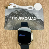 ساعت هوشمند مدل Hk8 Pro Max اورجینال (بند مشکی-فریم تیتانیوم)